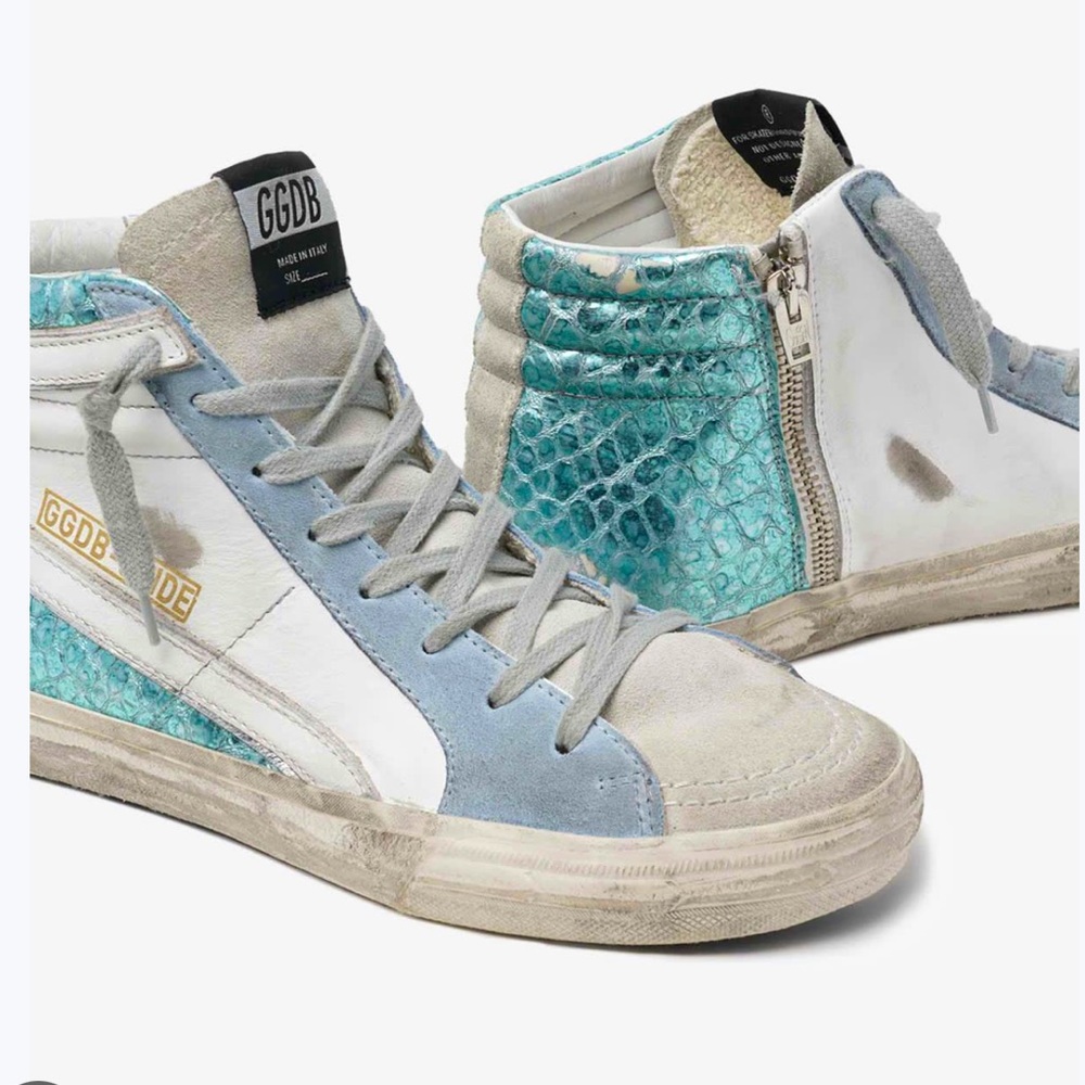 GGDB teal croc slides